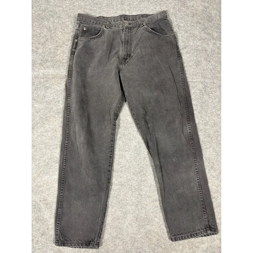 Wrangler Mens‎ Charcoal Wash Straight Leg Denim Jeans Size 36x30